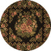 Round Medallion Brown French Rug, tr470brn