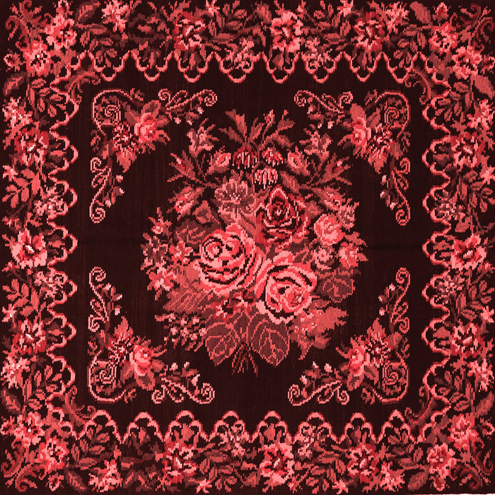 Machine Washable Medallion Red French Rug, wshtr470red