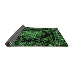 Sideview of Medallion Emerald Green French Rug, tr470emgrn