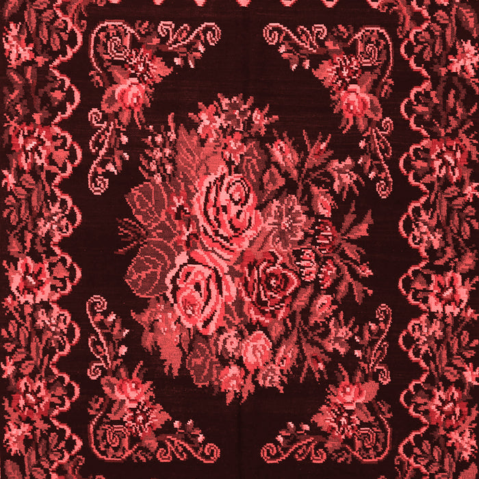 Machine Washable Medallion Red French Rug, wshtr470red
