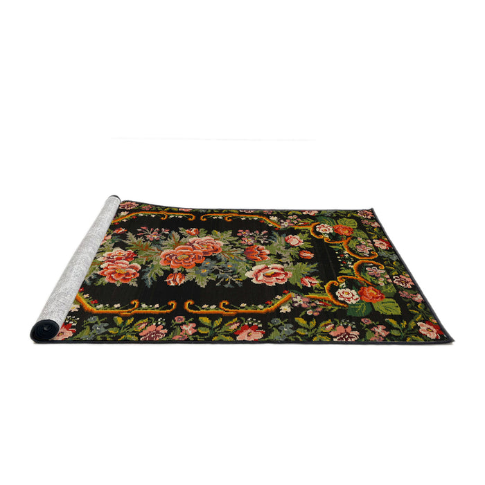 Sideview of Machine Washable Traditional Night Red Rug, wshtr471