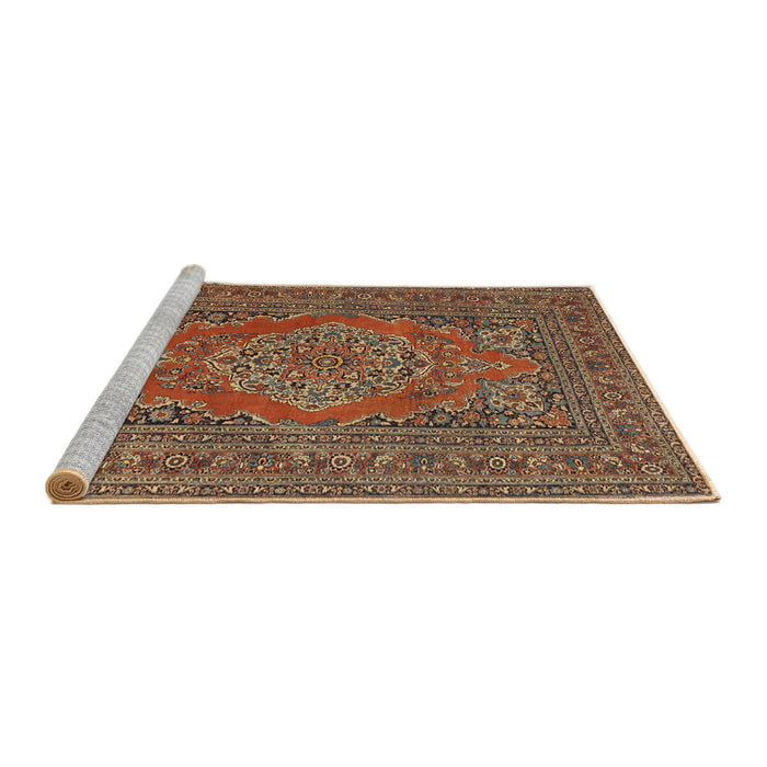 Sideview of Machine Washable Traditional Dark Sienna Brown Rug, wshtr4710