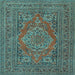 Square Medallion Light Blue Traditional Rug, tr4710lblu