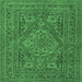 Square Medallion Emerald Green Traditional Rug, tr4710emgrn