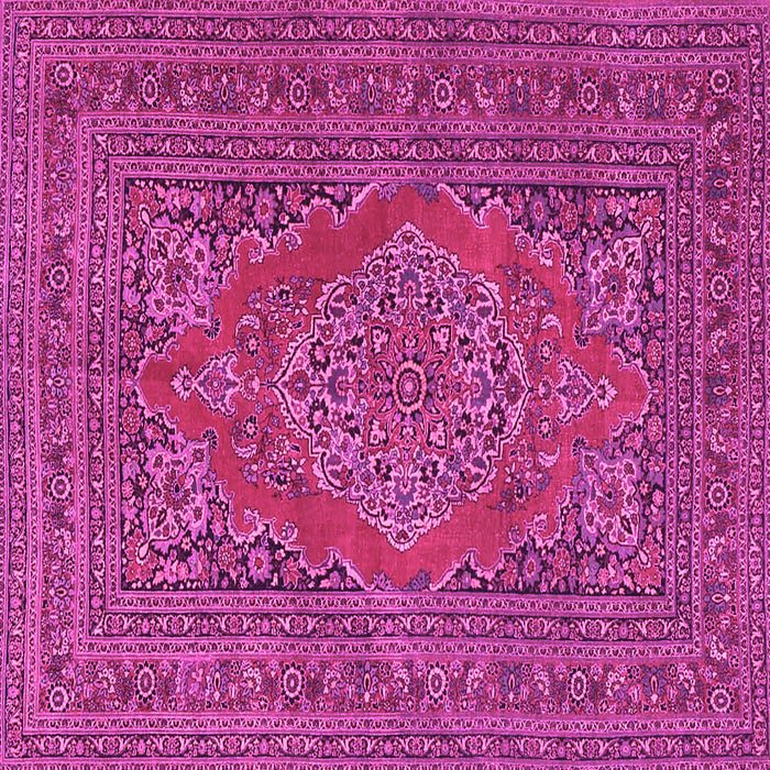 Square Machine Washable Medallion Pink Traditional Rug, wshtr4710pnk