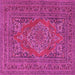 Square Machine Washable Medallion Pink Traditional Rug, wshtr4710pnk