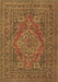 Machine Washable Medallion Brown Traditional Rug, wshtr4710brn