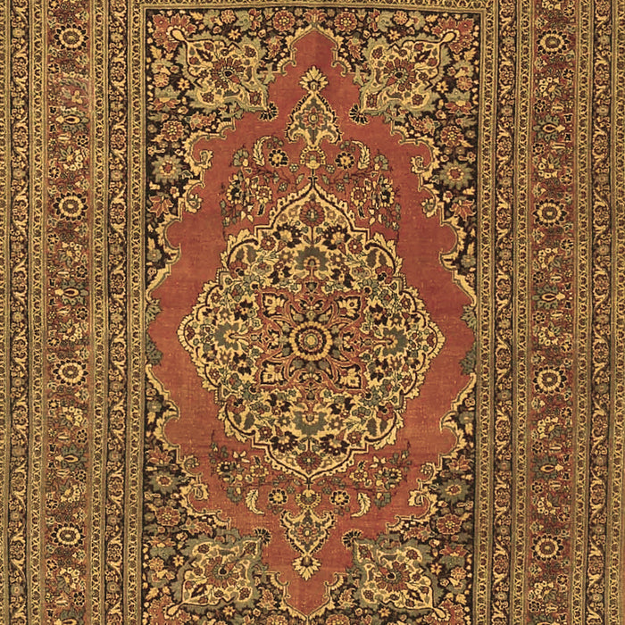 Machine Washable Medallion Brown Traditional Rug, wshtr4710brn