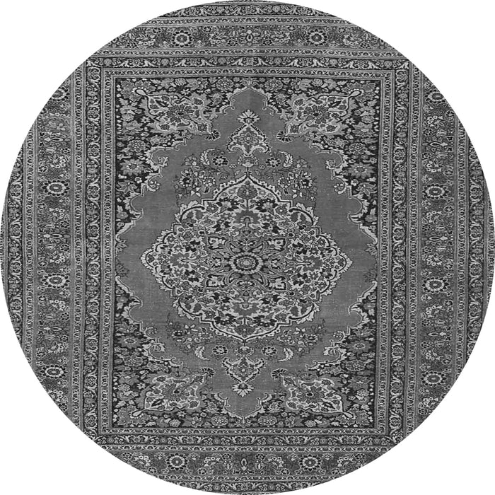 Machine Washable Medallion Gray Traditional Rug, wshtr4710gry