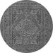 Machine Washable Medallion Gray Traditional Rug, wshtr4710gry