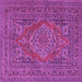 Square Machine Washable Medallion Purple Traditional Area Rugs, wshtr4710pur