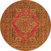 Square Medallion Orange Traditional Rug, tr4710org