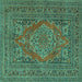 Square Medallion Turquoise Traditional Rug, tr4710turq