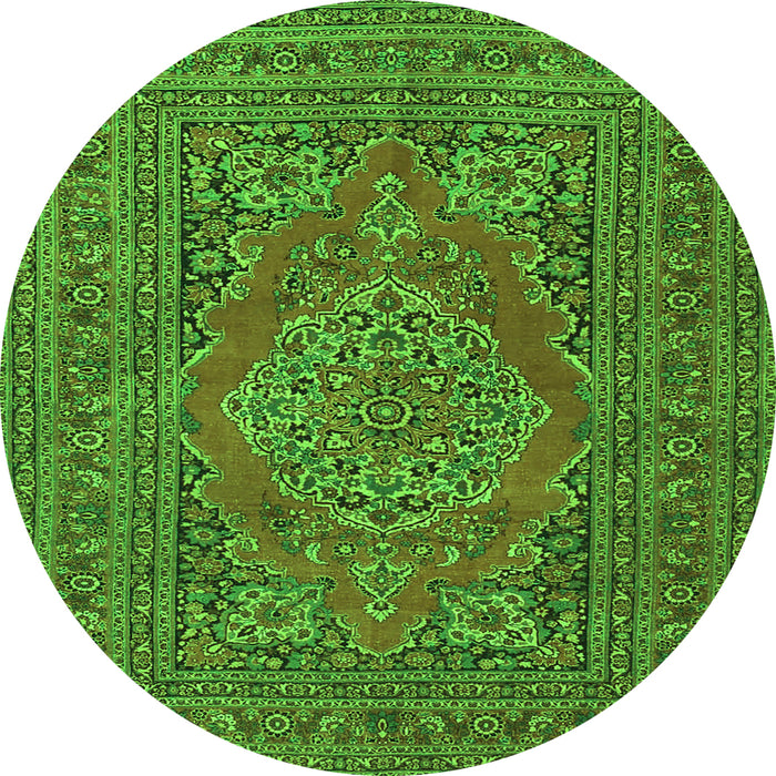 Square Medallion Green Traditional Rug, tr4710grn