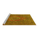 Sideview of Machine Washable Medallion Yellow Traditional Rug, wshtr4710yw