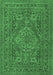 Machine Washable Medallion Emerald Green Traditional Area Rugs, wshtr4710emgrn