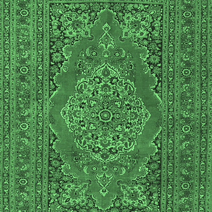 Machine Washable Medallion Emerald Green Traditional Area Rugs, wshtr4710emgrn