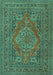 Machine Washable Medallion Turquoise Traditional Area Rugs, wshtr4710turq