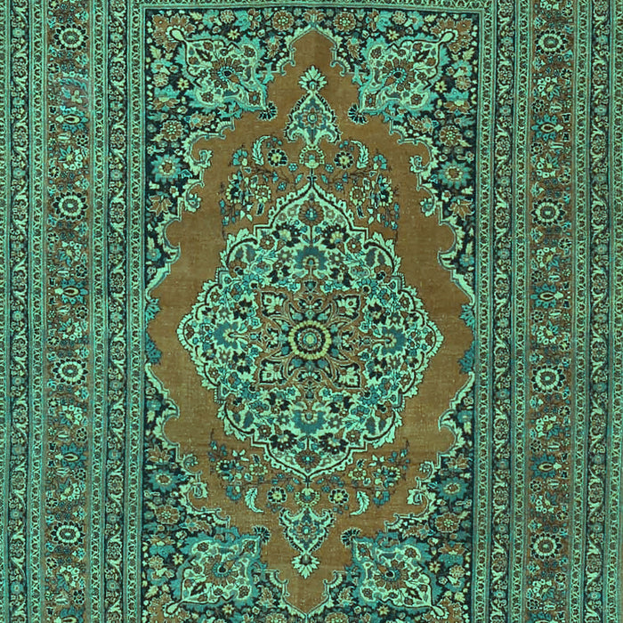 Machine Washable Medallion Turquoise Traditional Area Rugs, wshtr4710turq