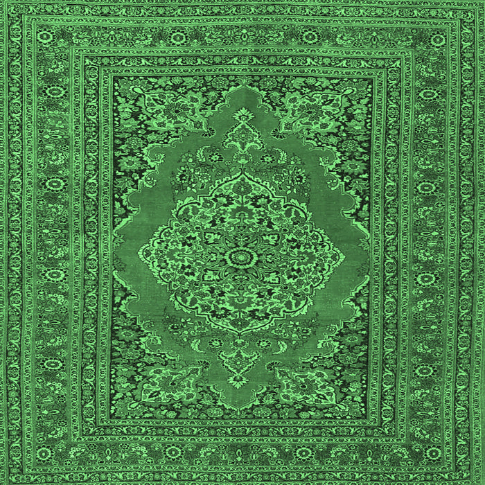 Square Machine Washable Medallion Emerald Green Traditional Area Rugs, wshtr4710emgrn