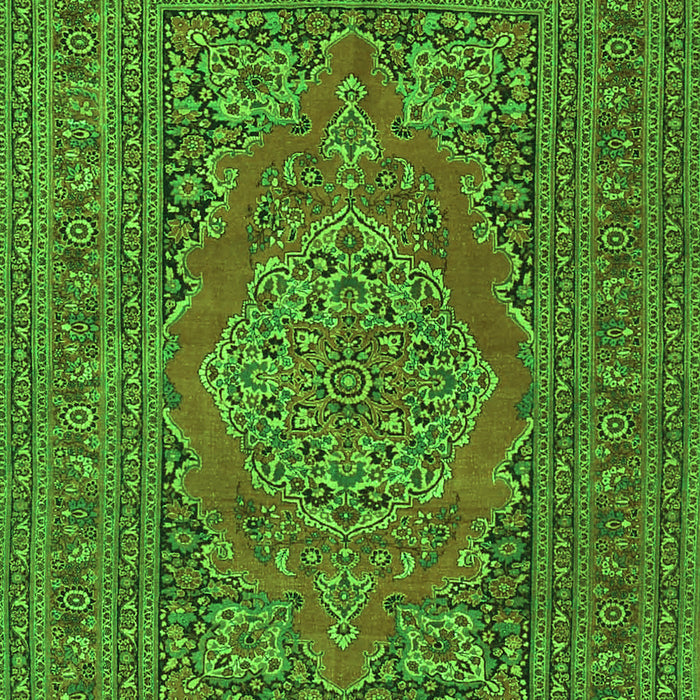 Serging Thickness of Machine Washable Medallion Green Traditional Area Rugs, wshtr4710grn