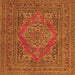 Serging Thickness of Medallion Orange Traditional Rug, tr4710org