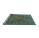 Sideview of Machine Washable Medallion Light Blue Traditional Rug, wshtr4710lblu