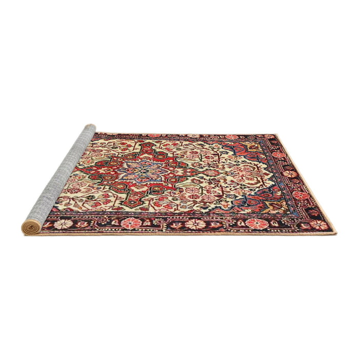 Sideview of Machine Washable Traditional Brown Red Rug, wshtr4711