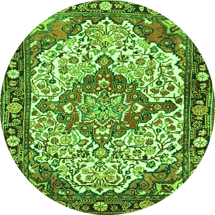 Machine Washable Medallion Green Traditional Area Rugs, wshtr4711grn