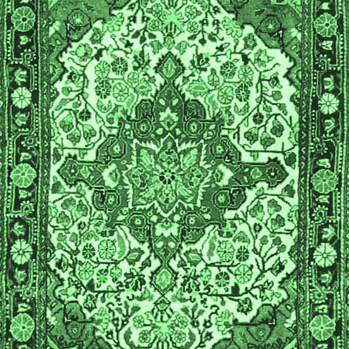 Machine Washable Medallion Emerald Green Traditional Area Rugs, wshtr4711emgrn
