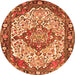 Machine Washable Medallion Orange Traditional Area Rugs, wshtr4711org