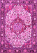 Machine Washable Medallion Pink Traditional Rug, wshtr4711pnk