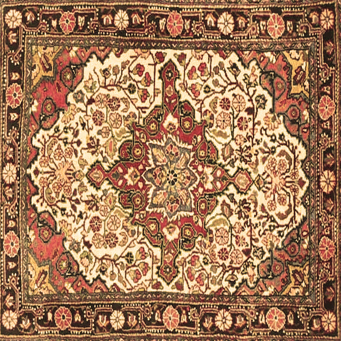 Square Medallion Brown Traditional Rug, tr4711brn