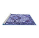 Sideview of Machine Washable Medallion Blue Traditional Rug, wshtr4711blu