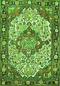 Medallion Green Traditional Rug, tr4711grn