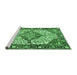 Sideview of Machine Washable Medallion Emerald Green Traditional Area Rugs, wshtr4711emgrn