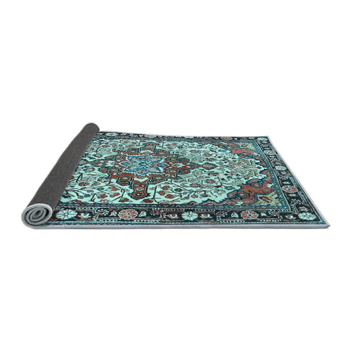 Sideview of Medallion Light Blue Traditional Rug, tr4711lblu