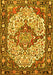 Machine Washable Medallion Yellow Traditional Rug, wshtr4711yw