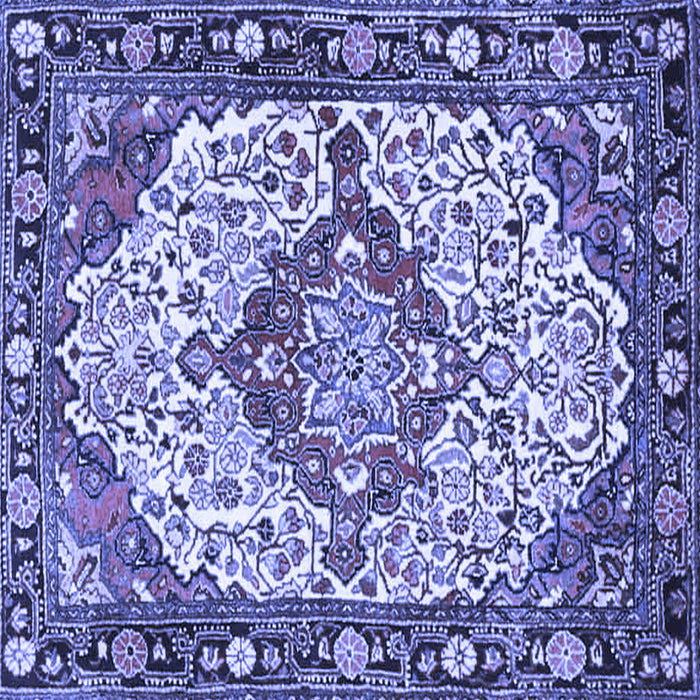 Square Machine Washable Medallion Blue Traditional Rug, wshtr4711blu