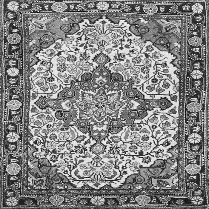 Round Machine Washable Medallion Gray Traditional Rug, wshtr4711gry