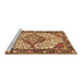 Sideview of Machine Washable Medallion Brown Traditional Rug, wshtr4711brn