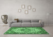 Machine Washable Medallion Emerald Green Traditional Area Rugs in a Living Room,, wshtr4711emgrn