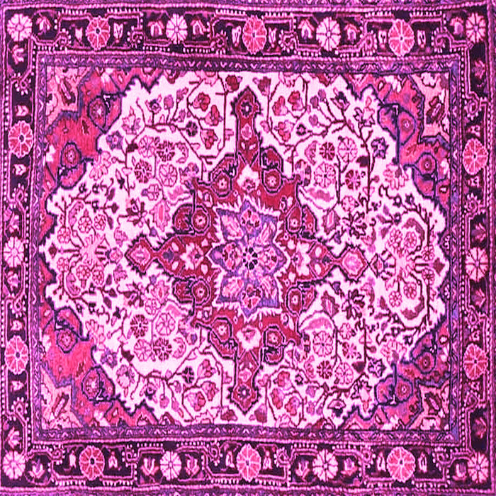 Square Machine Washable Medallion Pink Traditional Rug, wshtr4711pnk