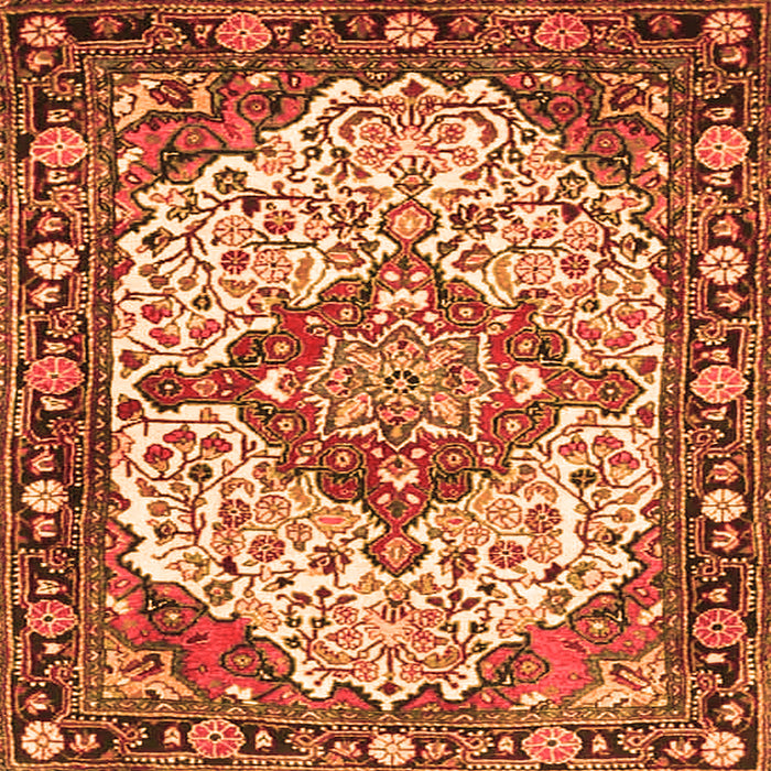 Serging Thickness of Medallion Orange Traditional Rug, tr4711org