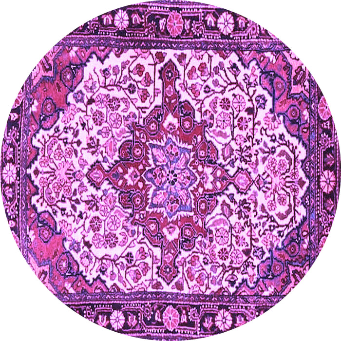 Round Medallion Purple Traditional Rug, tr4711pur