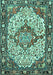 Machine Washable Medallion Turquoise Traditional Area Rugs, wshtr4711turq