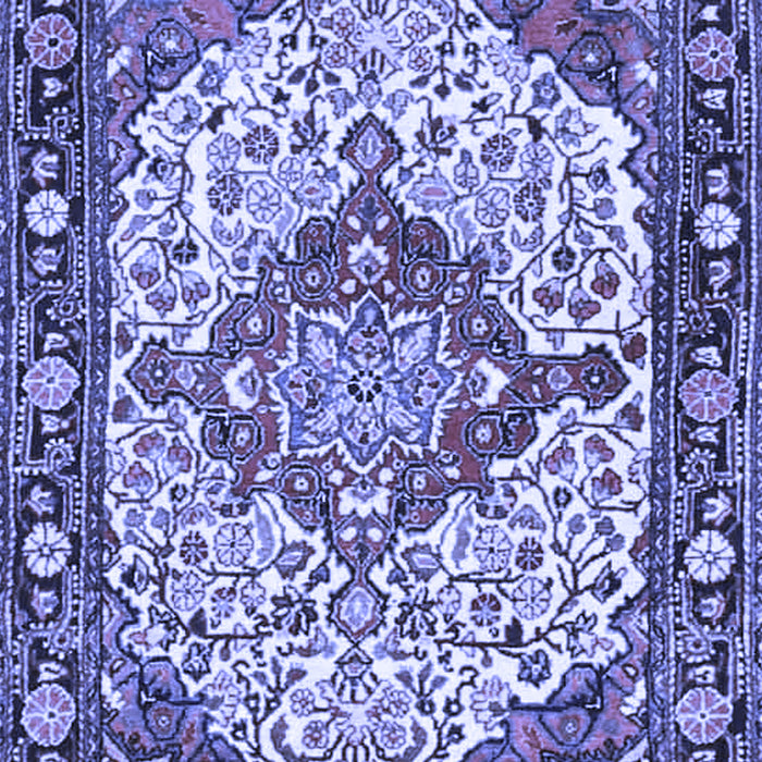 Machine Washable Medallion Blue Traditional Rug, wshtr4711blu