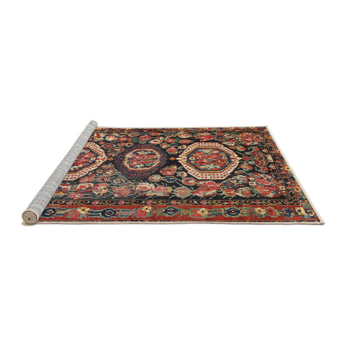 Sideview of Machine Washable Traditional Saffron Red Rug, wshtr4712