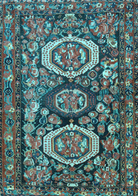 Medallion Light Blue Traditional Rug, tr4712lblu