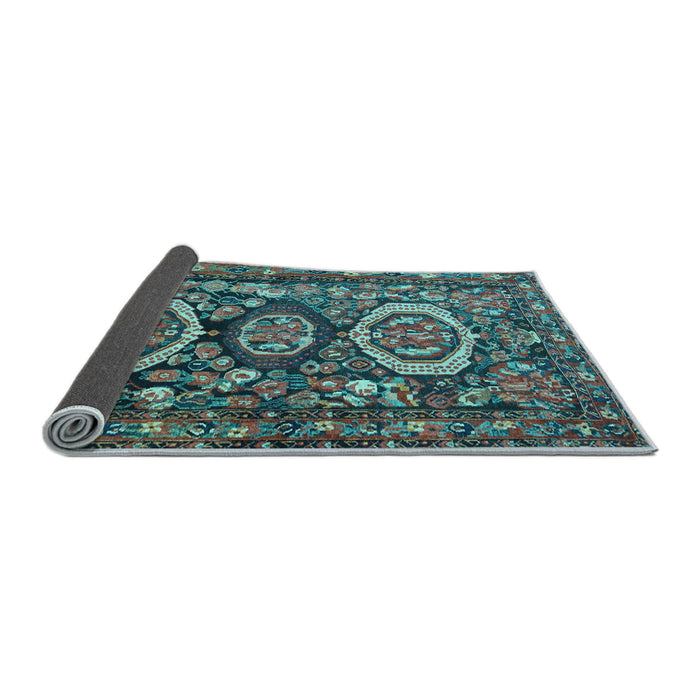 Sideview of Medallion Light Blue Traditional Rug, tr4712lblu
